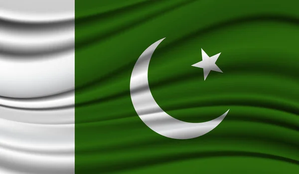 Pakistan Pek Dalgalanan Bayrağı Pek Saten Döküm Arkaplanı — Stok Vektör