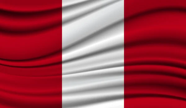 Silk Wave Flag Peru Dalam Bahasa Inggris Sutra Latar Belakang - Stok Vektor