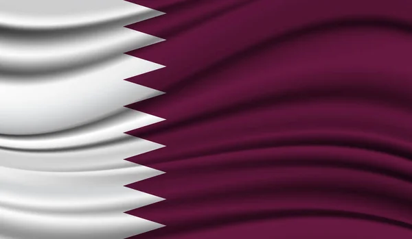 Bandera Seda Ondeando Qatar Seda Satén Textura Fondo — Vector de stock