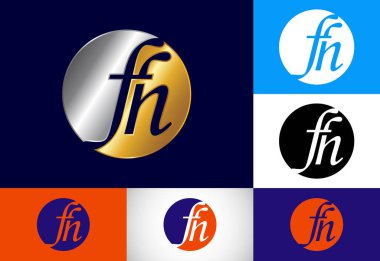 İlk Monogram Harf F H Logo Tasarım Vektör Şablonu. FH Harf Logosu Tasarımı