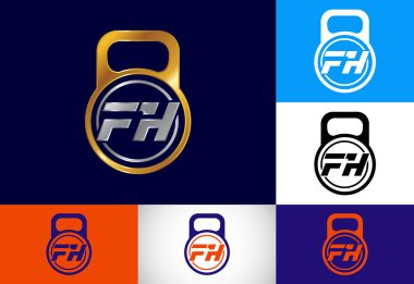 İlk Monogram Harf F H Logo Tasarım Vektör Şablonu. FH Harf Logosu Tasarımı