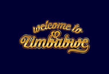Zimbabwe 'ye hoş geldiniz, Kelime Metni Yaratıcı Yazı Tipi Tasarımı Çizimi. Hoş geldin işareti