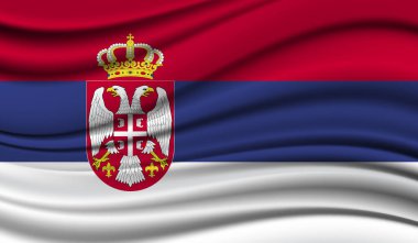 Sırbistan 'ın İpek Dalgalanan Bayrağı, İpek, Saten Döküm Arkaplanı