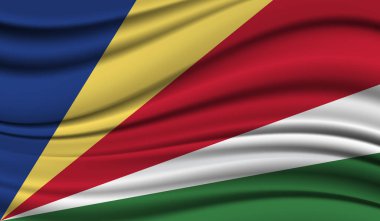 Seyşeller 'in İpek Dalgalanan Bayrağı. İpek, Saten Döküm Arkaplanı