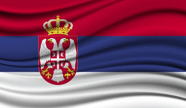 Μεταξωτή Κυματιστή Σημαία Της Σερβίας Μεταξωτό Σατέν Φόντο Υφής — Διανυσματικό Αρχείο