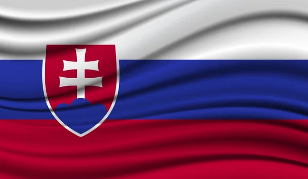 Μεταξωτή Κυματιστή Σημαία Της Σλοβακίας Μετάξι Σατέν Υφής Φόντο — Διανυσματικό Αρχείο