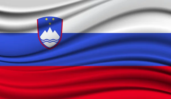 Μεταξωτή Κυματιστή Σημαία Της Σλοβενίας Μεταξωτό Σατέν Φόντο Υφής — Διανυσματικό Αρχείο