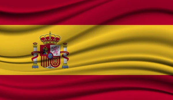 西班牙飘扬的丝质旗帜 缎质背景 — 图库矢量图片