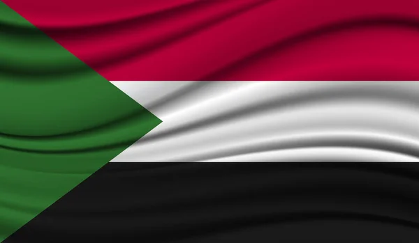 苏丹飘扬的丝质旗帜 缎质背景 — 图库矢量图片