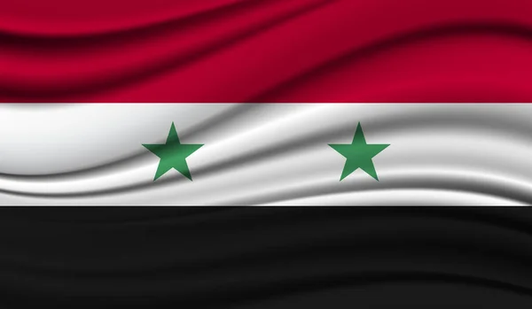 Hedvábná Vlna Vlajka Sýrie Hedvábí Saténové Textury Pozadí — Stockový vektor