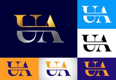 İlk Monogram Mektup U A Logo Tasarım Vektörü. Şirket İşletmeleri için Grafik Alfabesi Sembolü
