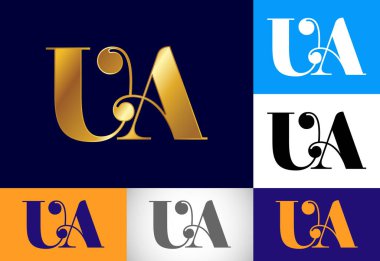 İlk Monogram Mektup U A Logo Tasarım Vektörü. Şirket İşletmeleri için Grafik Alfabesi Sembolü
