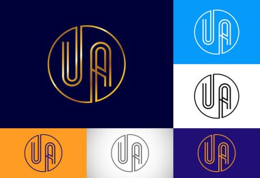 İlk Monogram Mektup U A Logo Tasarım Vektörü. Şirket İşletmeleri için Grafik Alfabesi Sembolü