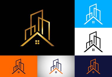 Emlak logosu, bina logosu, ev logosu işareti.