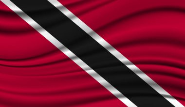 Trinidad ve Tobago 'nun İpek Dalgalanan Bayrağı. İpek, Saten Döküm Arkaplanı