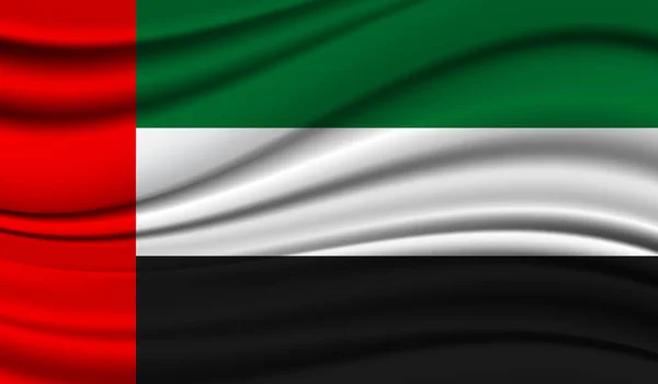 Birleşik Arap Emirlikleri Nin Pek Dalgalanan Bayrağı Pek Saten Döküm — Stok Vektör