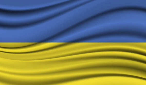 Fahne Der Ukraine Schwenkend Seide Satin Textur Hintergrund — Stockvektor