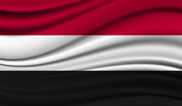 Hedvábná Vlajka Jemenu Hedvábné Saténové Textury Pozadí — Stockový vektor