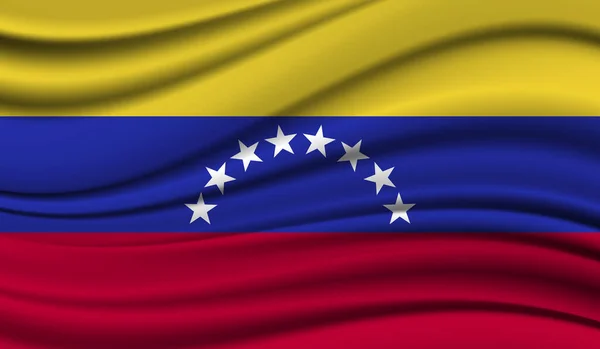 委内瑞拉的丝质波浪旗 缎子及面料背景 — 图库矢量图片