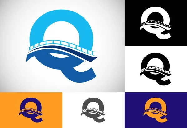 Harfinin Baş Harfleri Köprü Işareti Soyut Köprü Logo Tasarım Şablonu — Stok Vektör