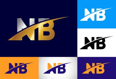 İlk Monogram NB Logo Tasarım Vektörü. Şirket İşletmeleri için Grafik Alfabesi Sembolü