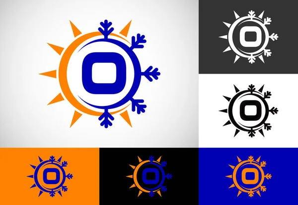 Kezdeti Monogram Ábécé Absztrakt Nap Légkondicionáló Logó Jel Szimbólum Forró — Stock Vector