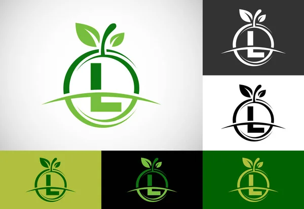 Initial Monogram Alphabet Abstract Apple Logo Healthy Food Logo Design — Image vectorielle