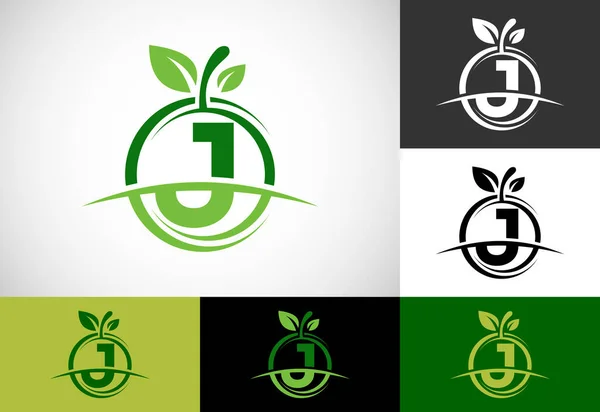 Initial Monogram Alphabet Abstract Apple Logo Healthy Food Logo Design — Image vectorielle