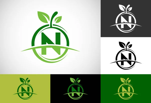 Initial Monogram Alphabet Abstract Apple Logo Healthy Food Logo Design — Vettoriale Stock