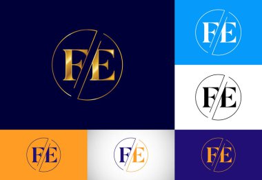 Baş harf F E Logo Tasarım Vektörü. Şirket İş Kimliği için Grafik Alfabesi Sembolü