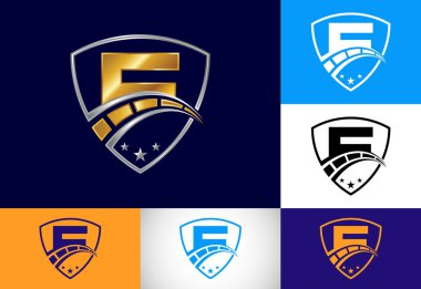 Hız göstergesi ve kalkan işaretli F harfinin baş harfleri. Otomotiv logosu tasarımı