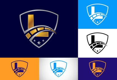 Hız göstergesi ve kalkan işaretli L harfinin baş harfleri. Otomotiv logosu tasarımı