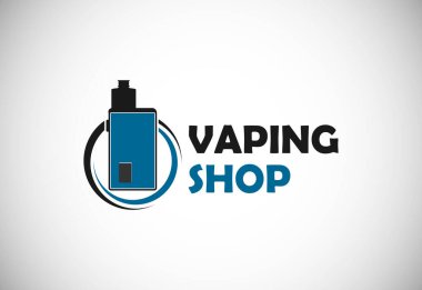 Vape, e-sigara logosu tasarım şablonu. Vape shop elektronik buharlaştırıcı logo vektör çizimi.