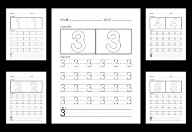 İzleme ve Renklendirme Sayıları Çalışma Sayıları Öğren.