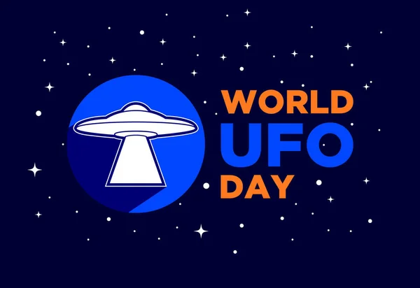 幸せな世界Ufoの日 Ufo飛行宇宙船 ベクターイラスト — ストックベクタ