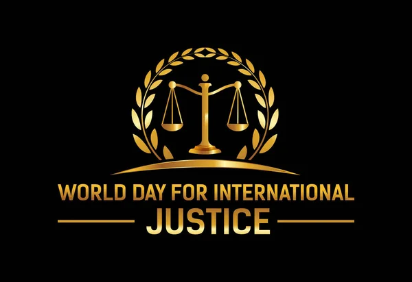 Journée Mondiale Justice Internationale Marteau Justice Échelles — Image vectorielle