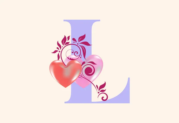 Цветочная Монограмма Сердечным Знаком Первоначальный Алфавит Ботаническими Элементами — стоковый вектор