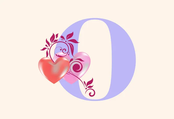 Floral Monogram Letter Heart Sign Initial Alphabet Botanical Elements — Stock Vector
