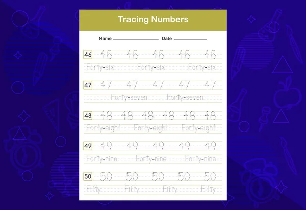 Tracing Numbers Worksheets Educational Worksheet Kids Learn Numbers — Stockvektor