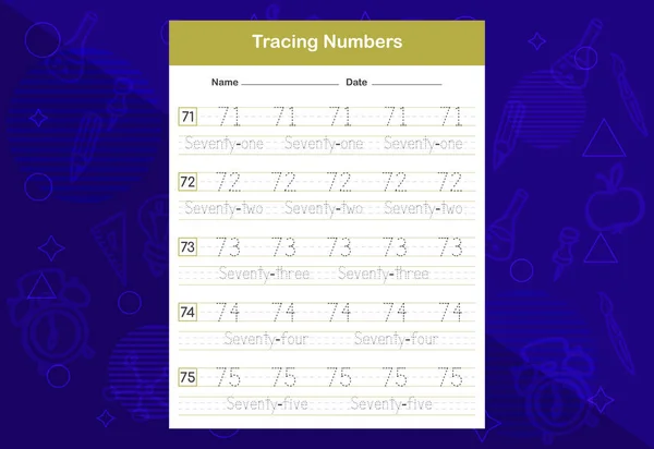 Tracing Numbers Worksheets Educational Worksheet Kids Learn Numbers — Image vectorielle