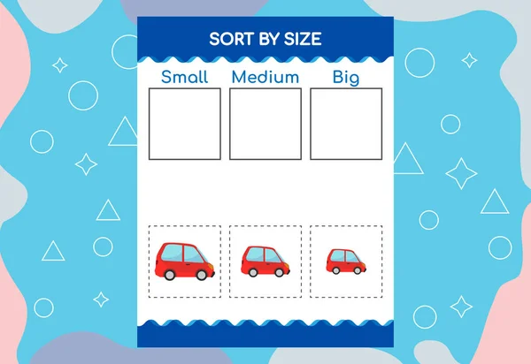 Sort Images Size Educational Worksheet Kids — Image vectorielle