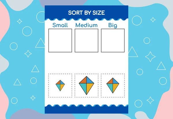 Sort Images Size Educational Worksheet Kids — Image vectorielle