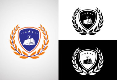 Eğitim logosu tasarım vektör şablonu, Eğitim ve mezuniyet logosu çizimi