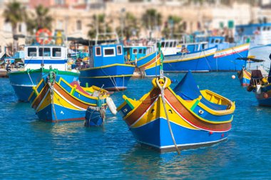Colored fishing boats, Malta clipart