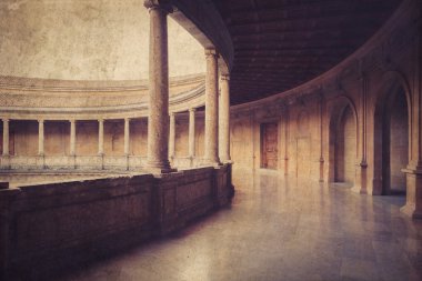 Palacio de carlos v alhambra, granada, İspanya.