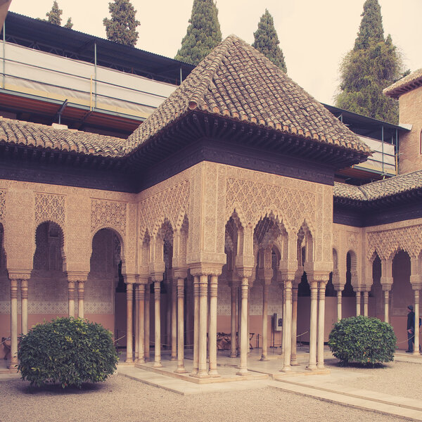 Lions courtyard in Alhambra. Granada