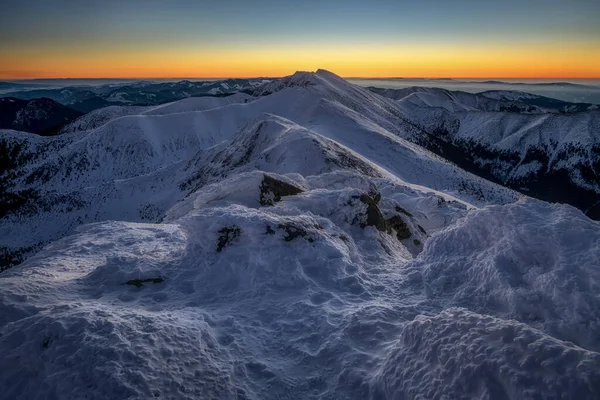 Colorful sunrise in the Low Tatras under Chopok — Stock Photo, Image