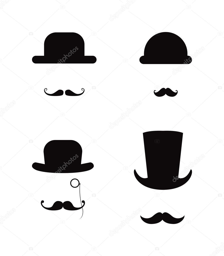 Hat and Moustache icon set