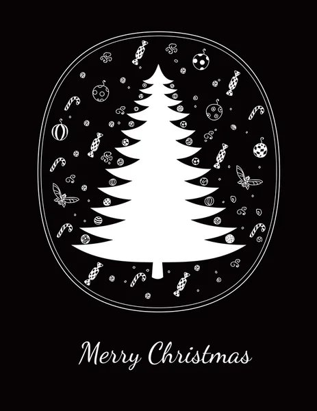 Merry Christmas greeting card on black - Stok Vektor