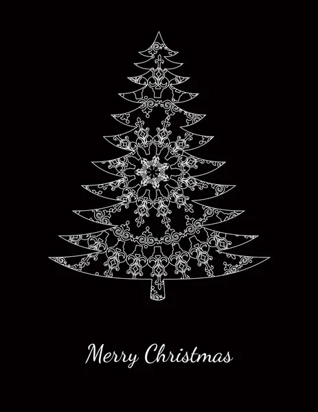 Cartão de Natal com padrão em preto — Vetor de Stock